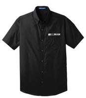 Men's Short Sleeve Carefree Poplin Button Down Shirt - Deep Black
