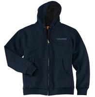Heavyweight Full-Zip Hooded Sweatshirt with Thermal Lining - Navy